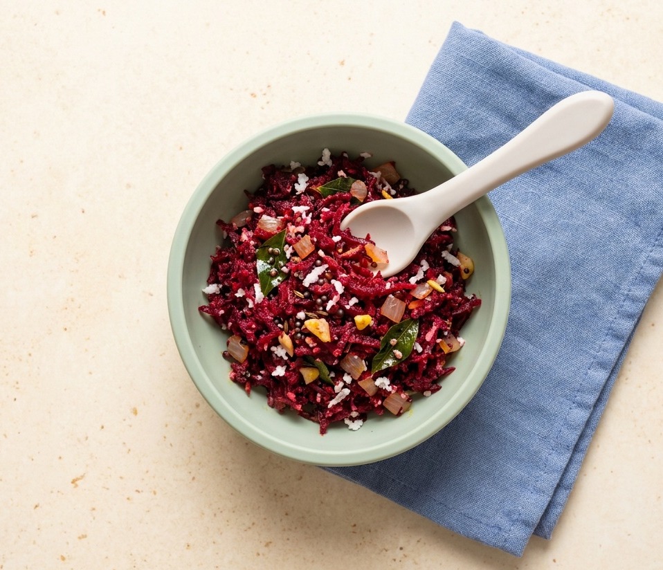 Beetroot Thoran (South Indian Beet and Coconut Stir Fry)