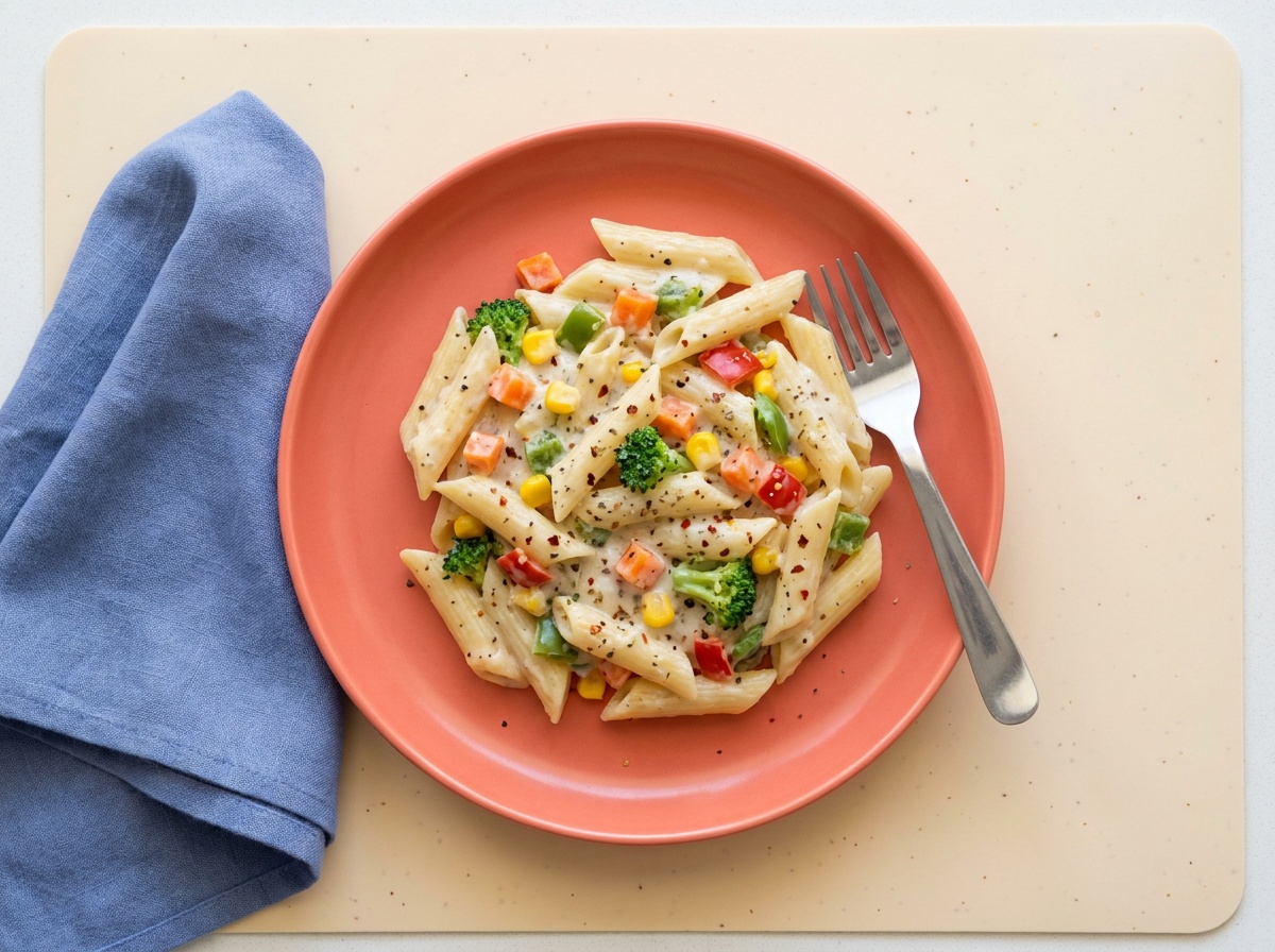 Creamy White Sauce Pasta with Vegetables