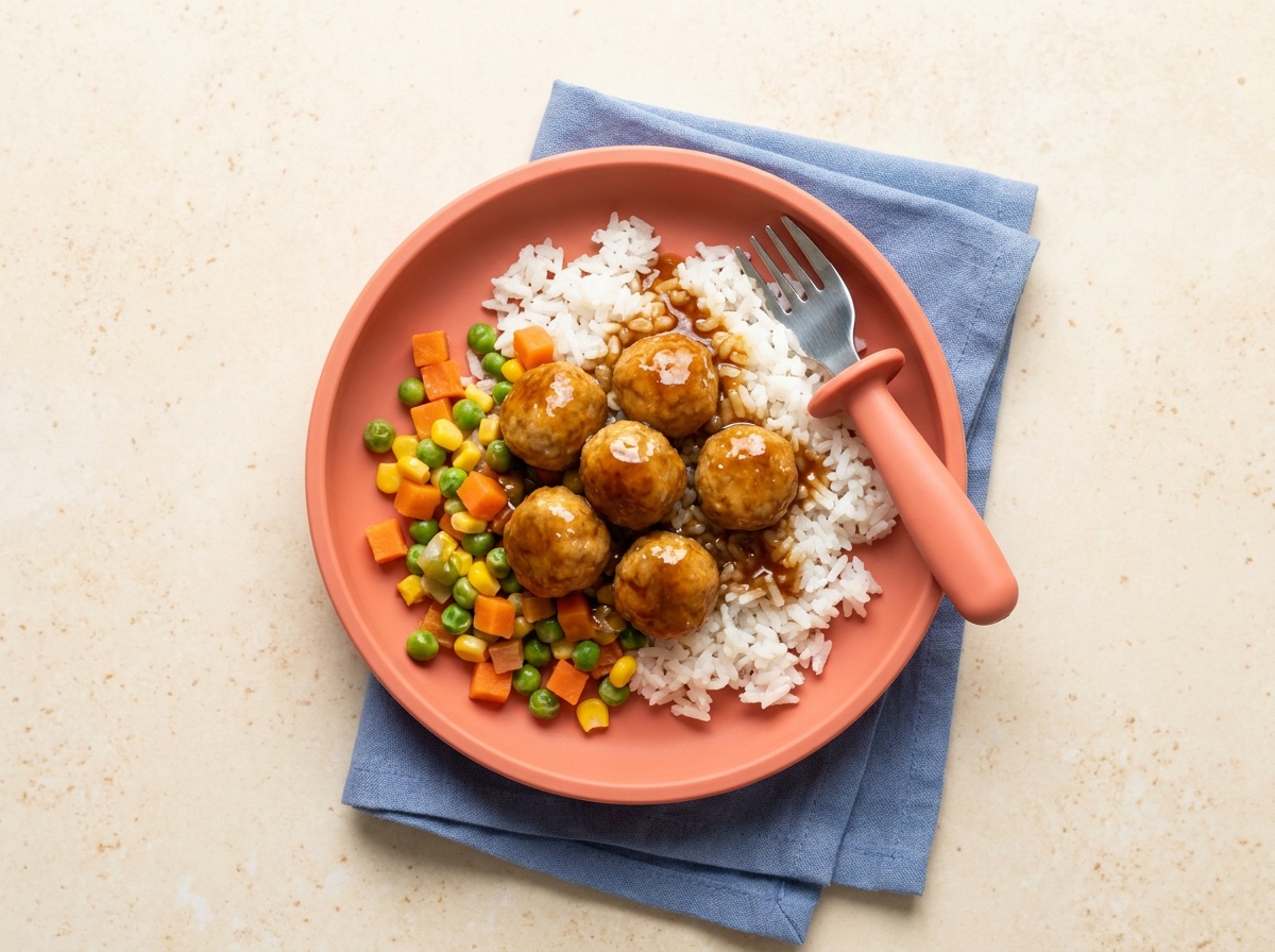 Honey Garlic Meatballs with Rice