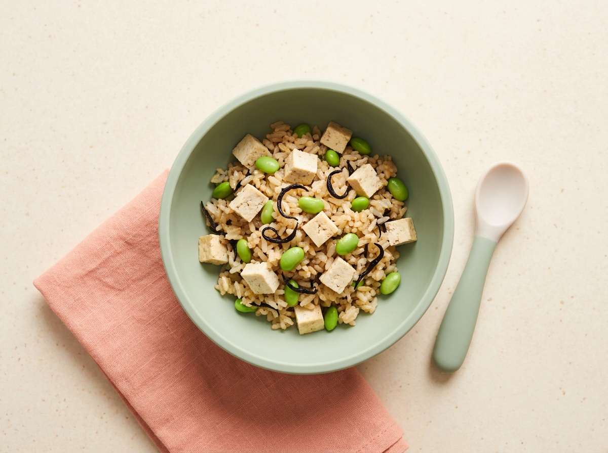 Japanese Fried Rice with Edamame, Tofu and Hijiki