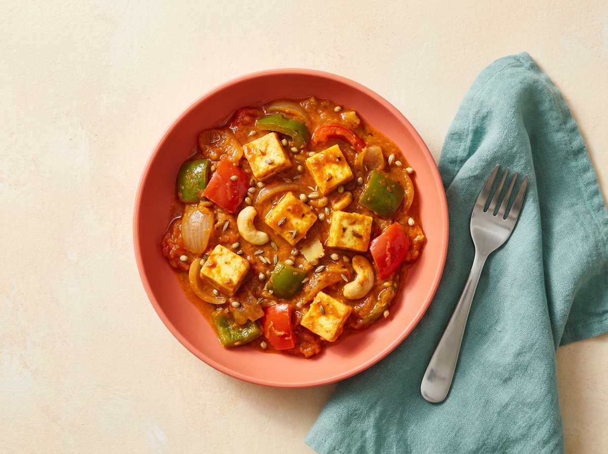 Kadai Paneer (Paneer in Spiced Tomato Gravy)