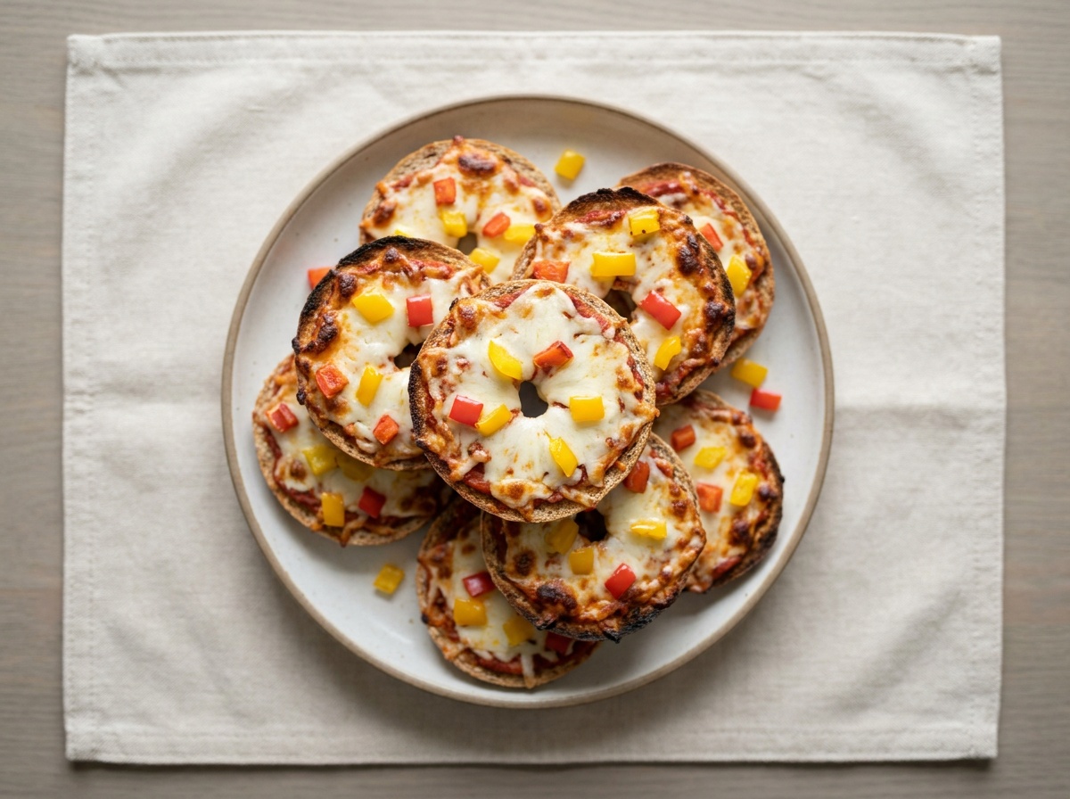 Mini Bagel Pizzas with Bell Pepper Sprinkles