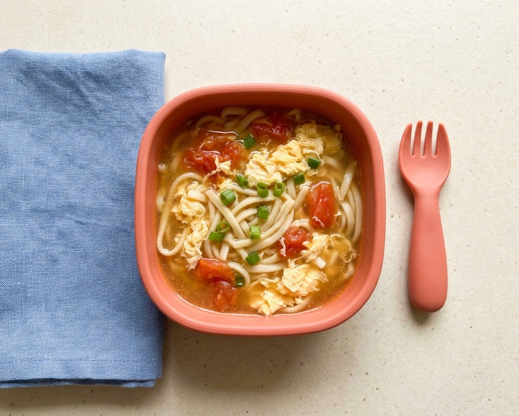 Tomato Egg Drop Noodle Soup