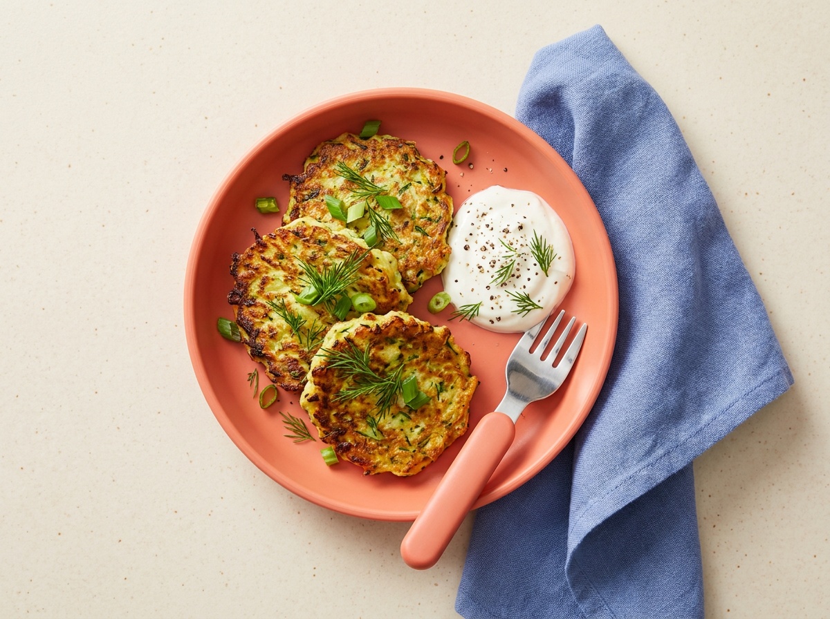 Zucchini Fritters with Lemon Yogurt Dip